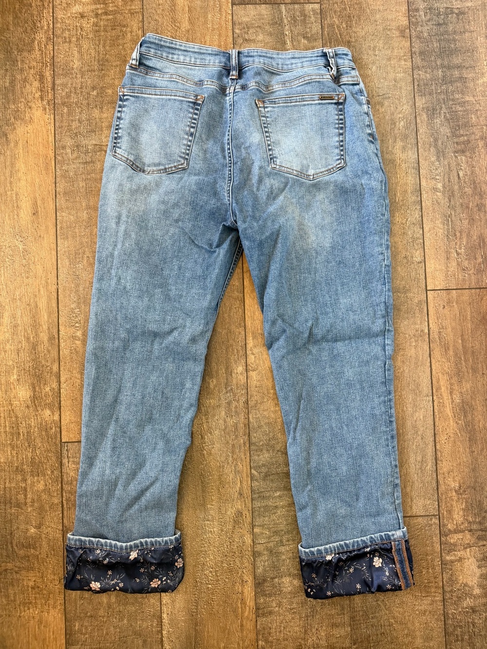 Matilda Jane Light Blue Boyfriend Jeans with Floral Cuff - Picture 3 of 4